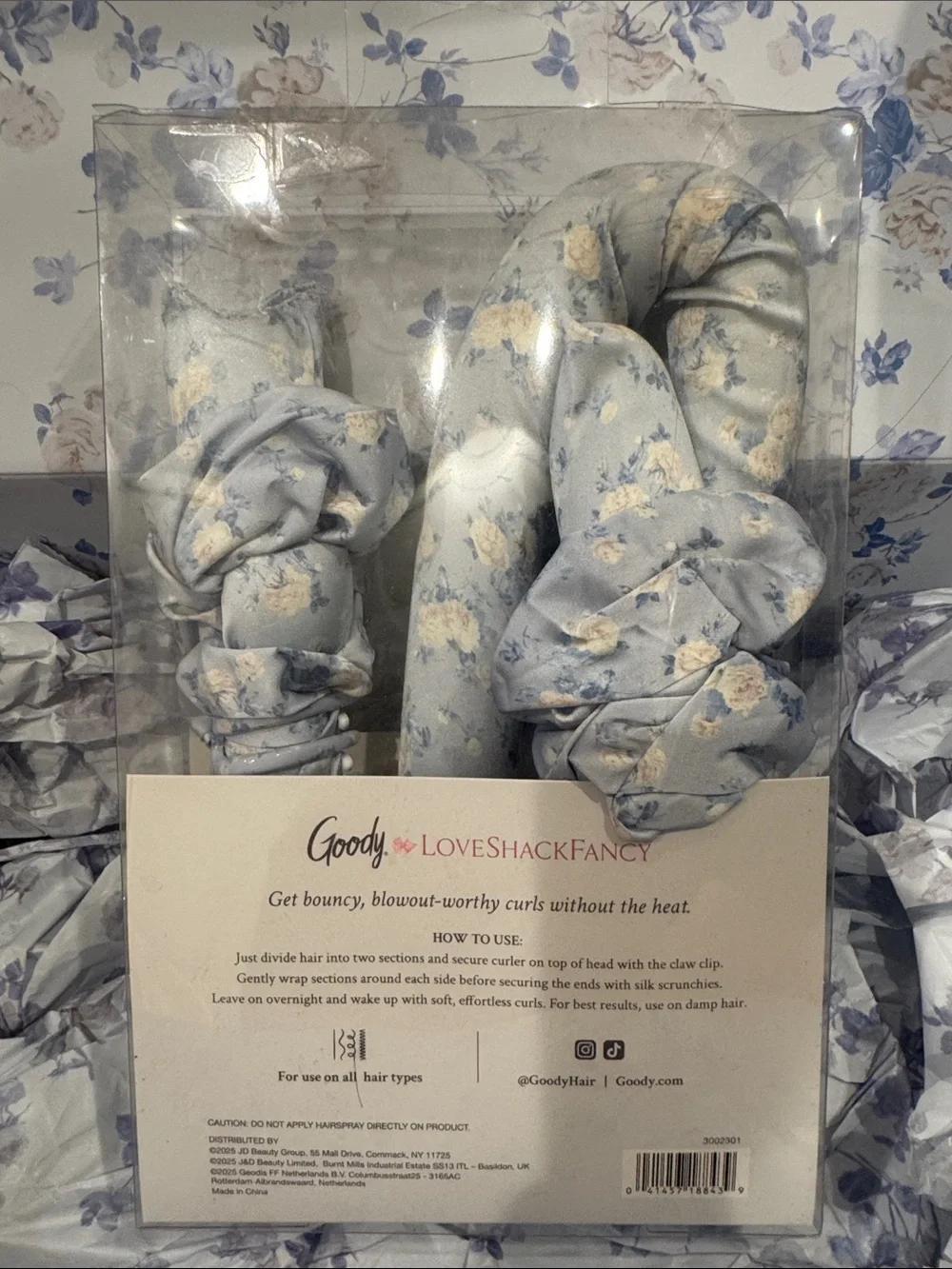LoveShackFancy x Goody Heatless Curler Set in Light Blue Floral